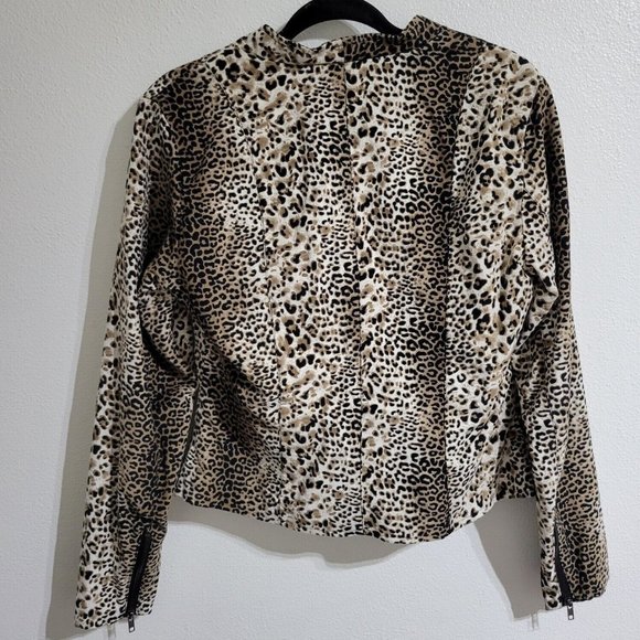 EUC, Venus Animal Print Moto Style Long Sleeve Jacket Women's Sz:12 Very Soft! - Picture 2 of 9